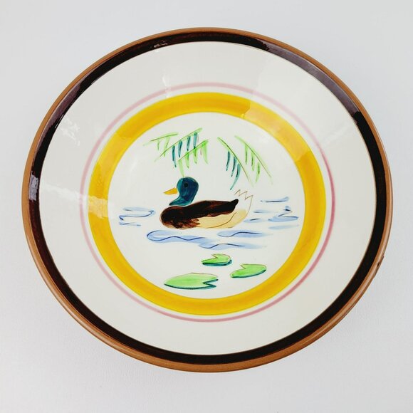 Rare Stangl Pottery Country Life 8" Serving Bowl, Hand-Painted Duck in Pond, USA - Picture 3 of 12
